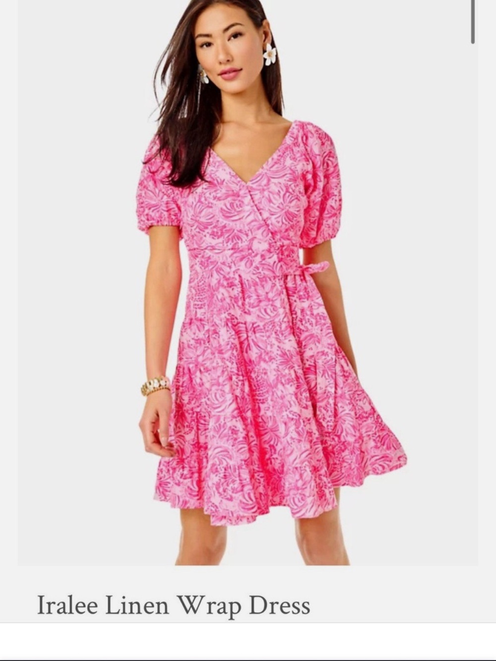 Iralee Lilly Pulitzer Pink & White Floral Wrap Dress